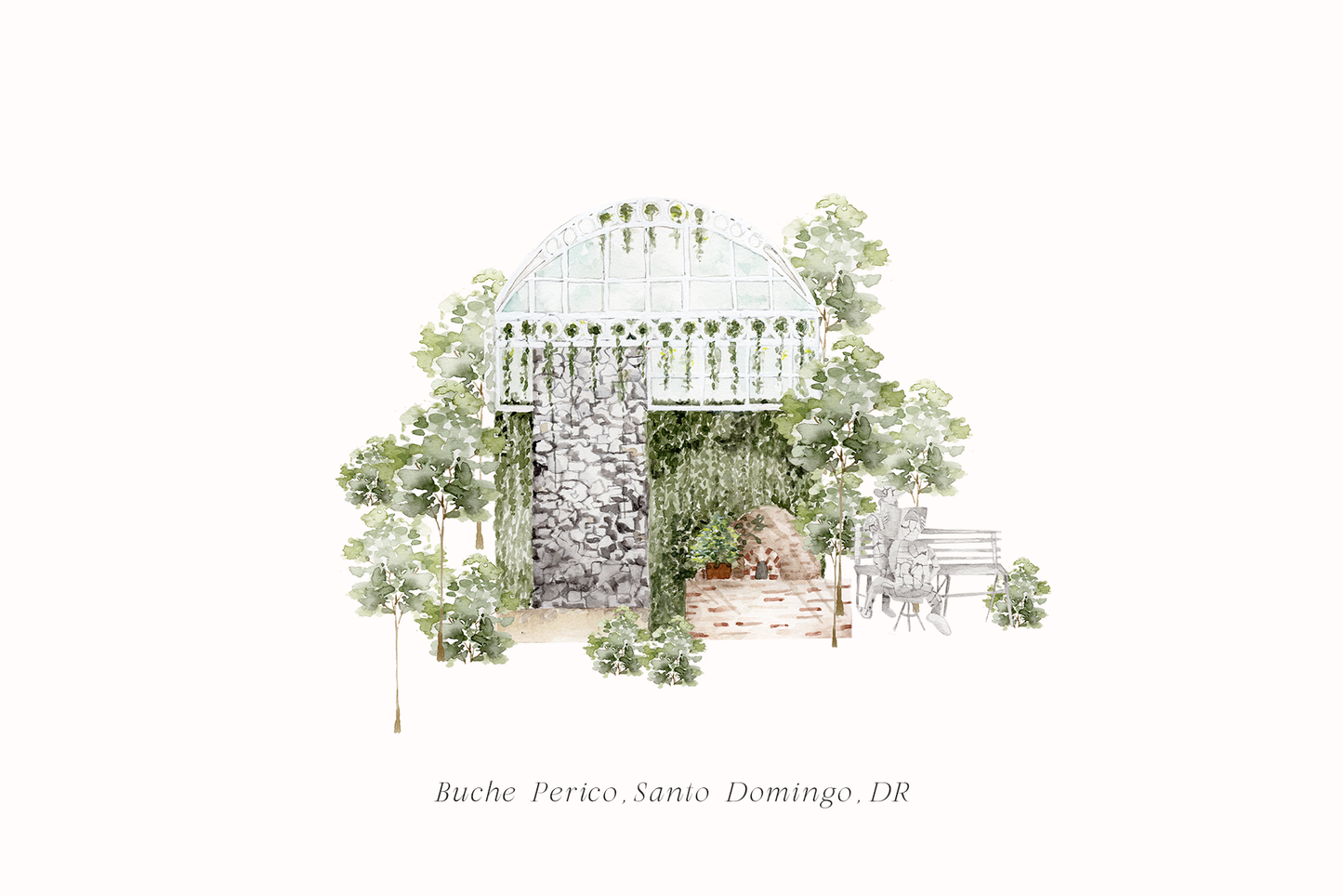 Custom watercolor wedding venue