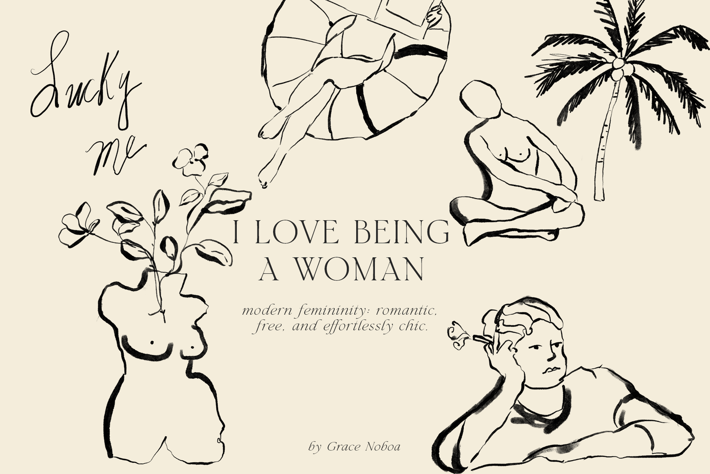 Line art ink dolce vita chalk illustrations clipart