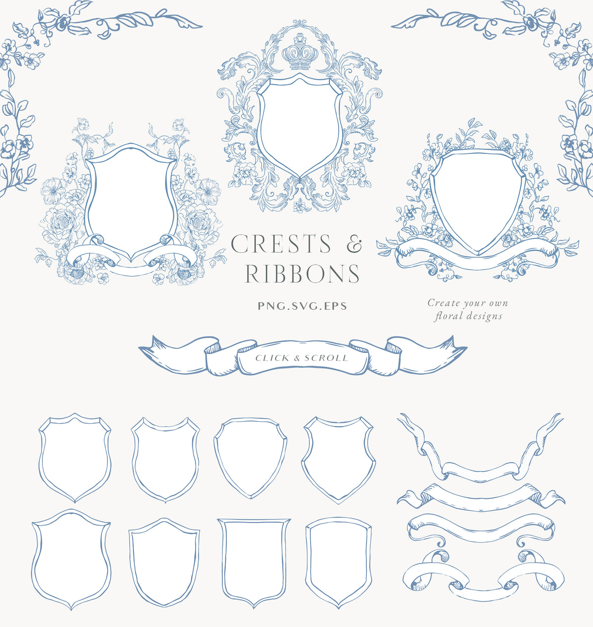 Blue Victorian Vintage Fine Line Art vector clipart