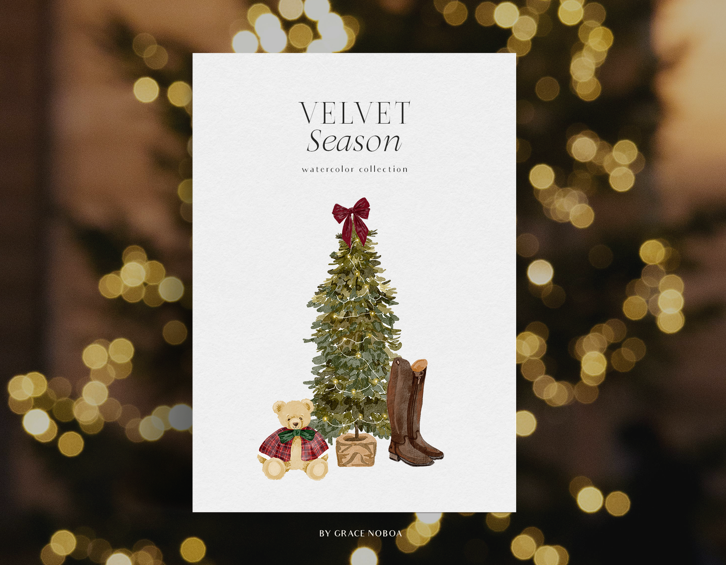 Watercolor classic christmas santa claus nutcracker