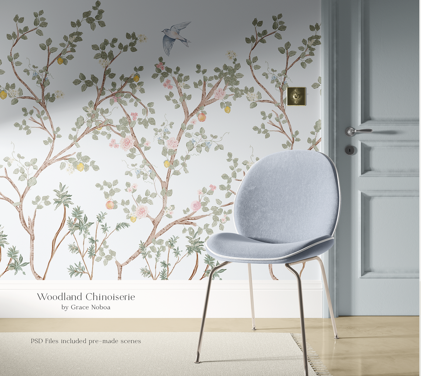 Watercolor woodland chinoiserie collection