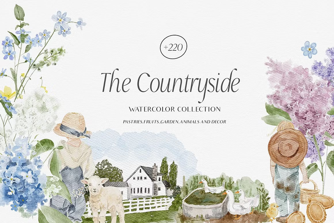 Big WHOLE SHOP ACCESS bundle all time graphics watercolor and line art clipart