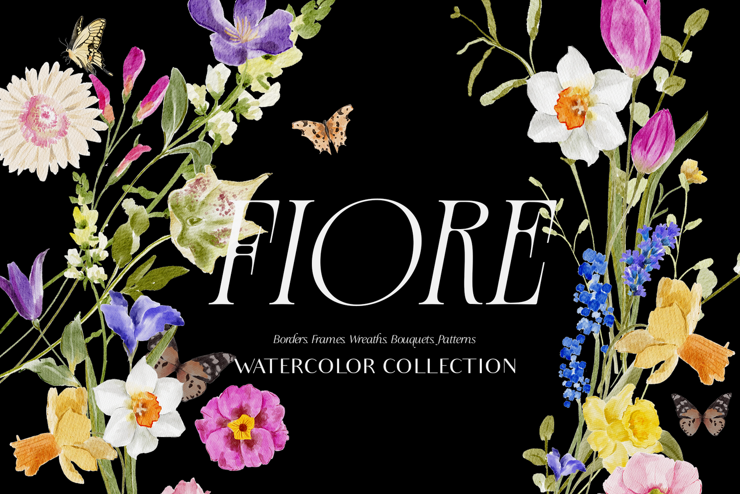 Fiore colorful Bright spring and summer watercolor flowers clipart