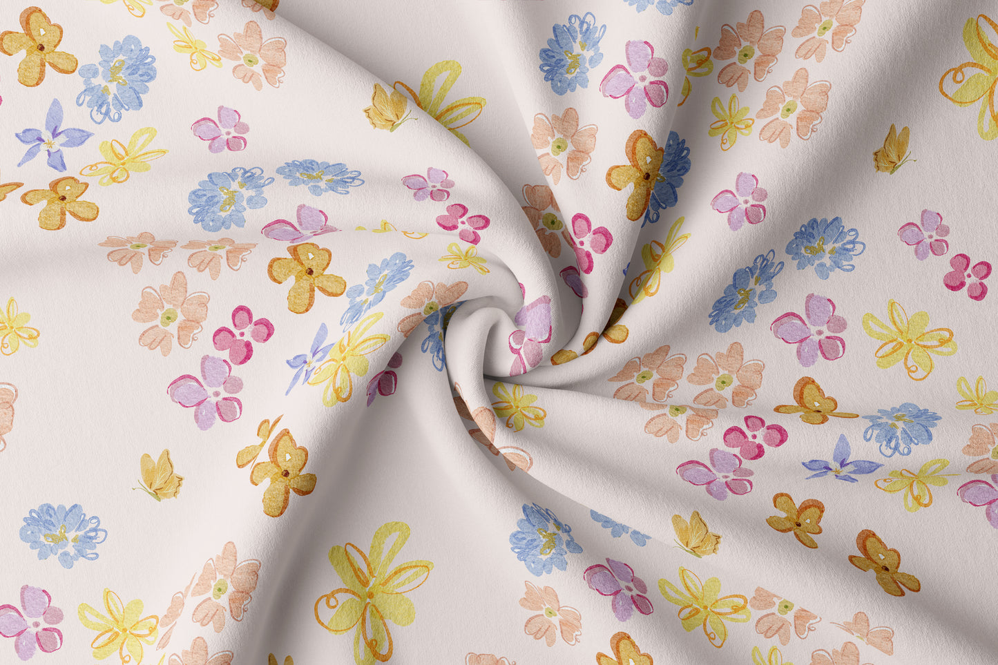 Hand-drawn watercolor quirky whimsy flowers