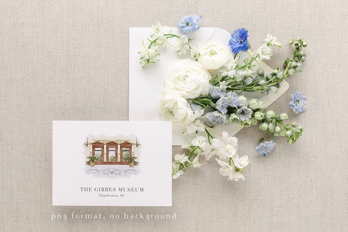Watercolor Charleston clipart illustrations for wedding invites barchelotte wedding venue