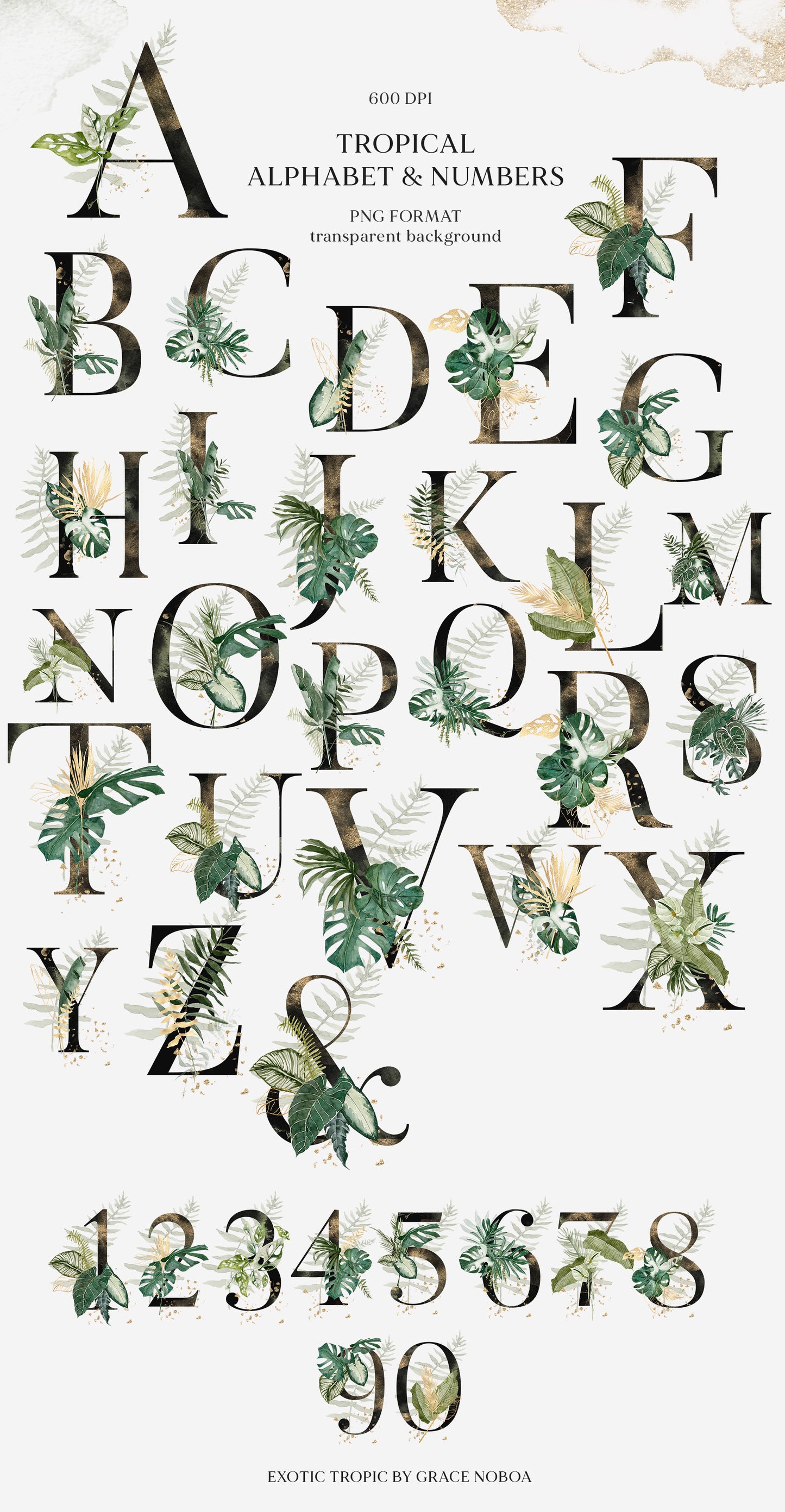 Exotic Greenery tropical foliage set