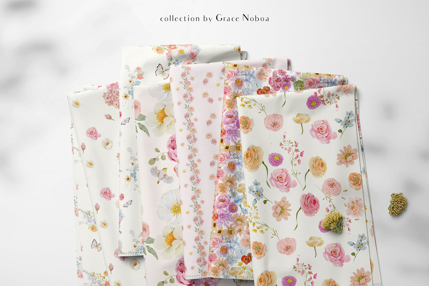 Spring Summer Watercolor Flowers set