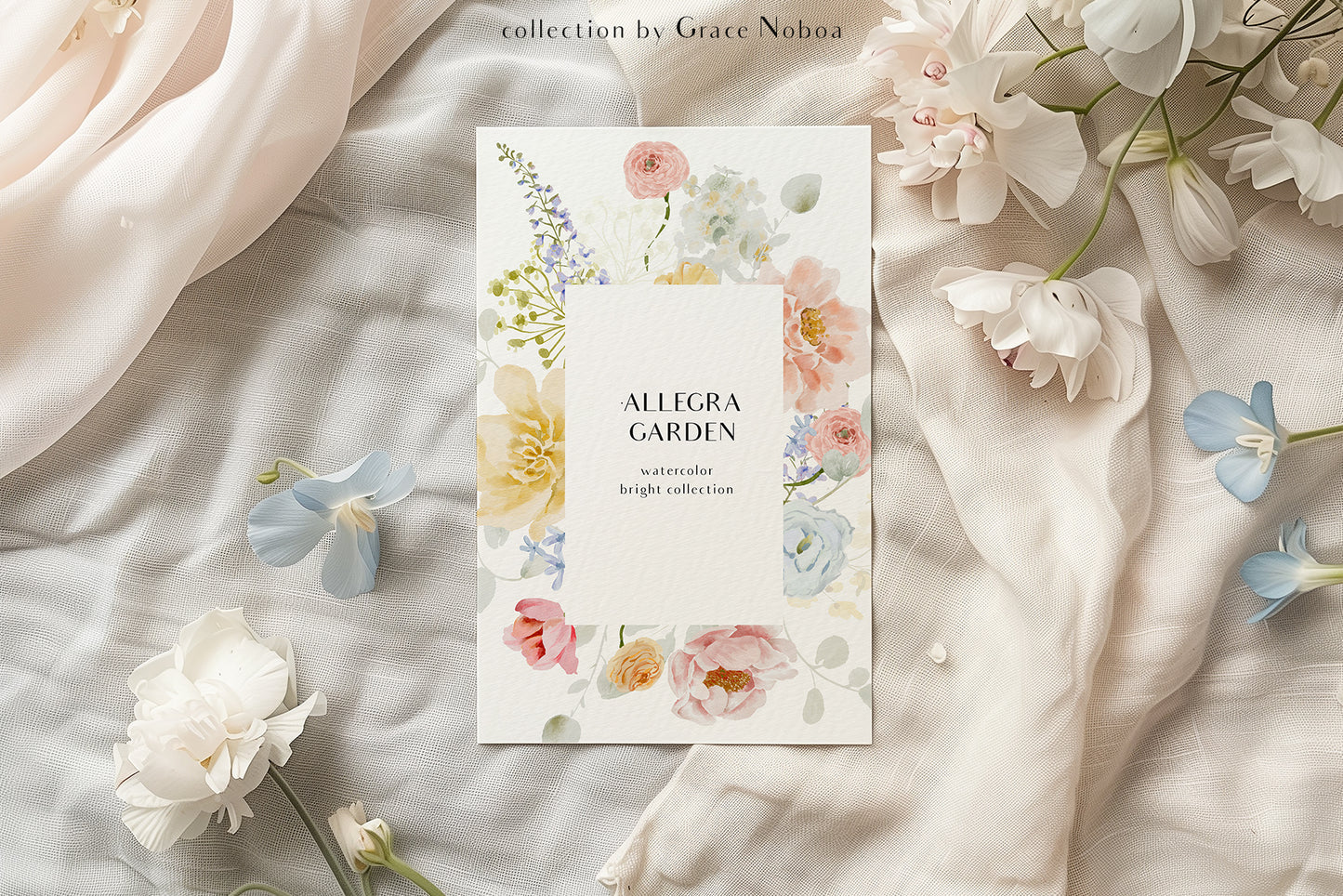 Spring Summer Watercolor Flowers set