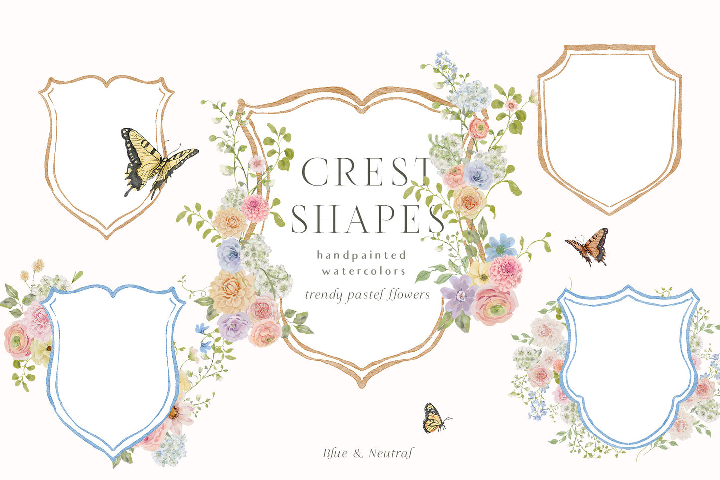 Spring summer pastel flowers clipart