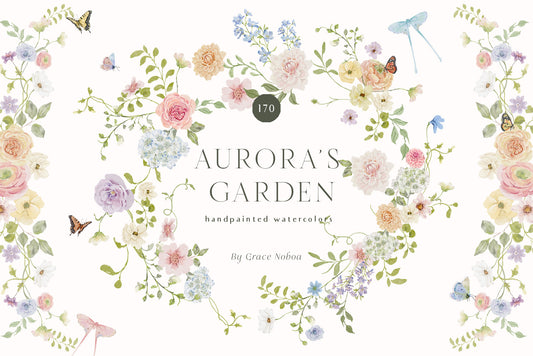 Spring summer pastel flowers clipart