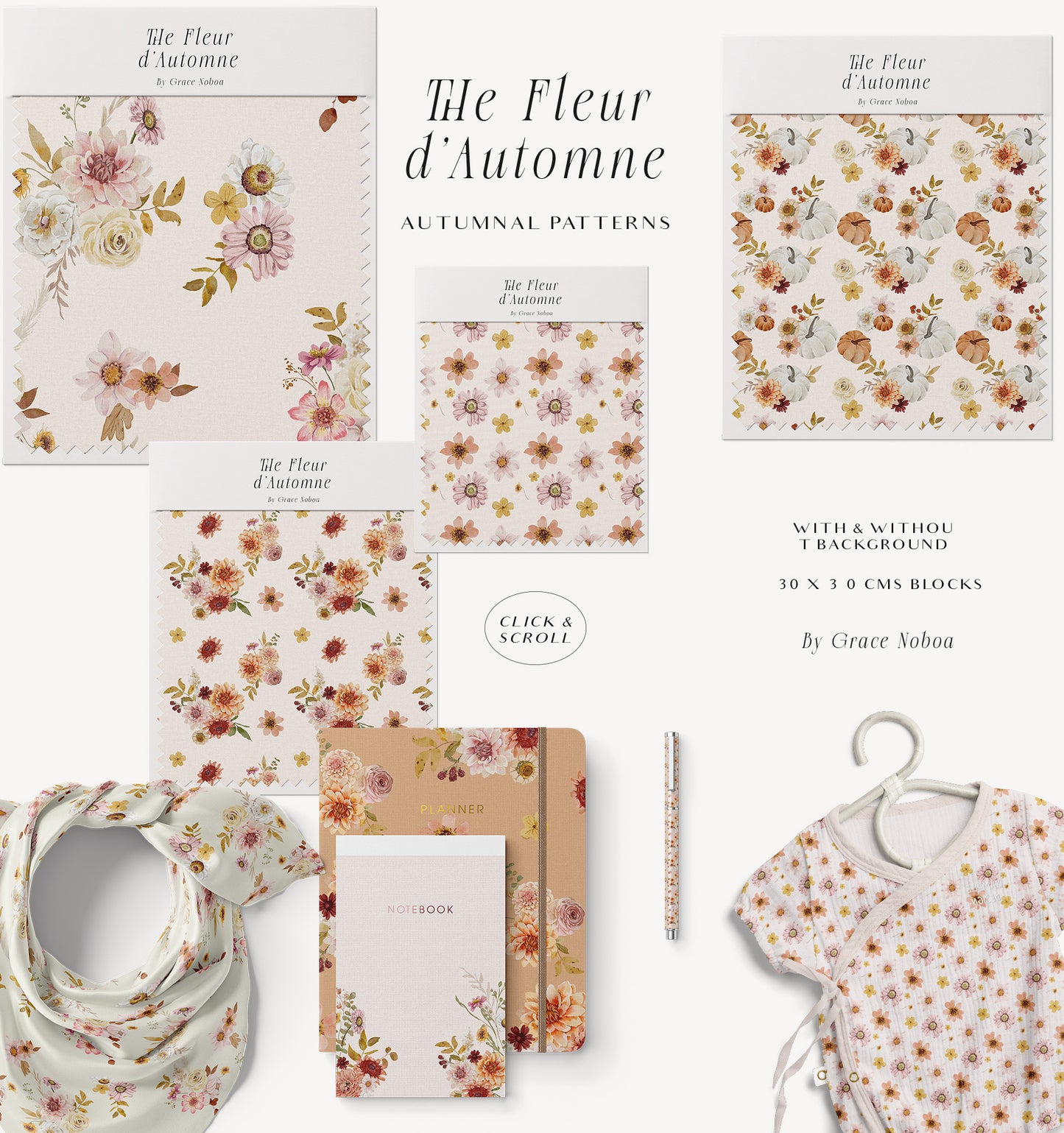 Watercolor Autumn fall flowers clipart