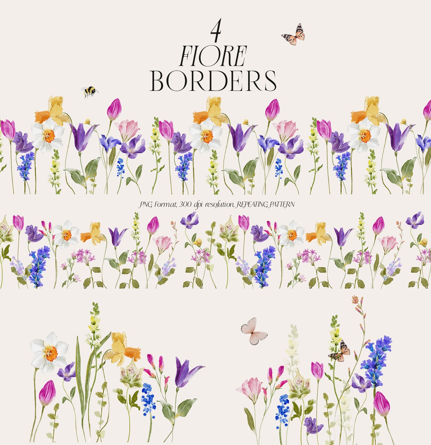 Fiore colorful Bright spring and summer watercolor flowers clipart