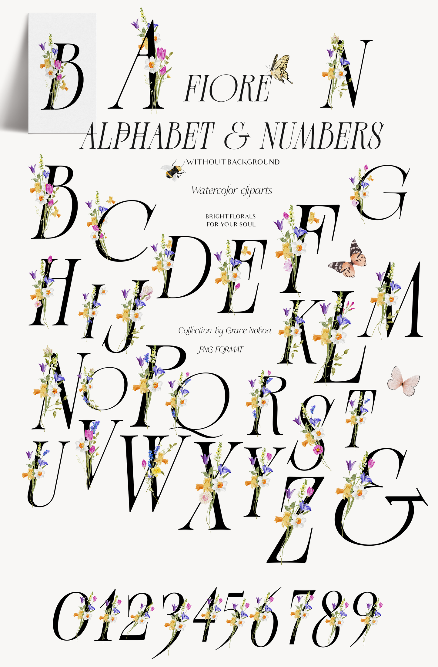 Fiore colorful Bright spring and summer watercolor flowers clipart