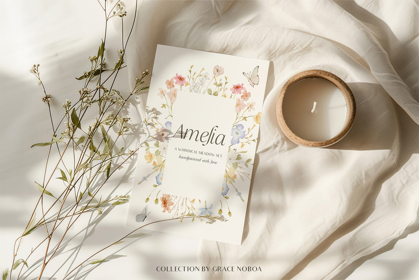 Watercolor dreamy Wildflowers Set