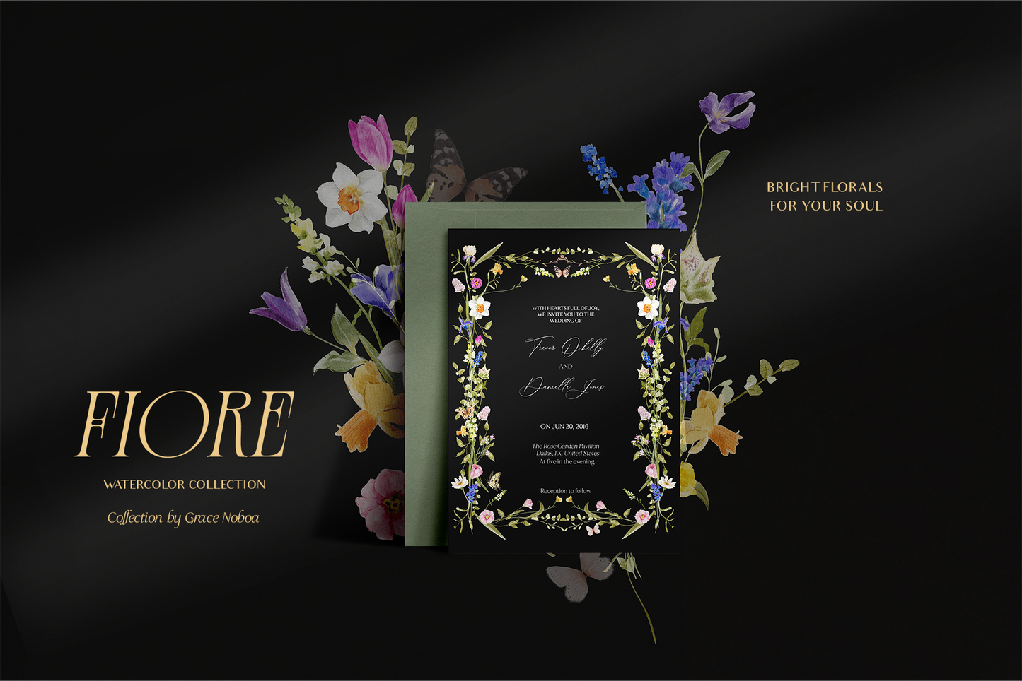 Fiore colorful Bright spring and summer watercolor flowers clipart