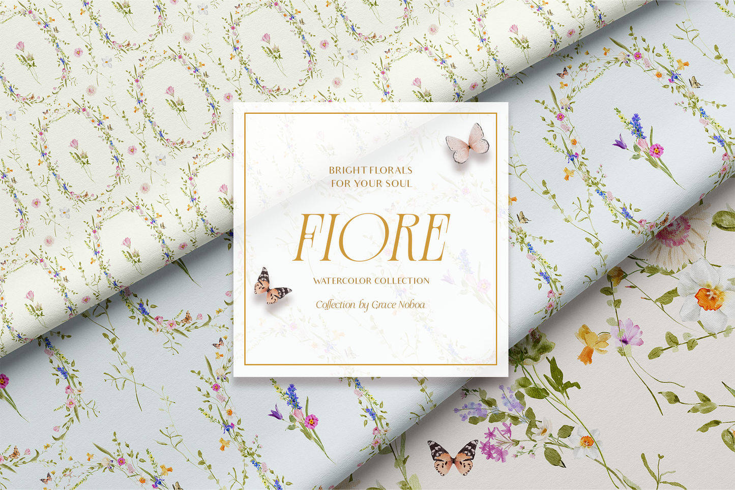 Fiore colorful Bright spring and summer watercolor flowers clipart