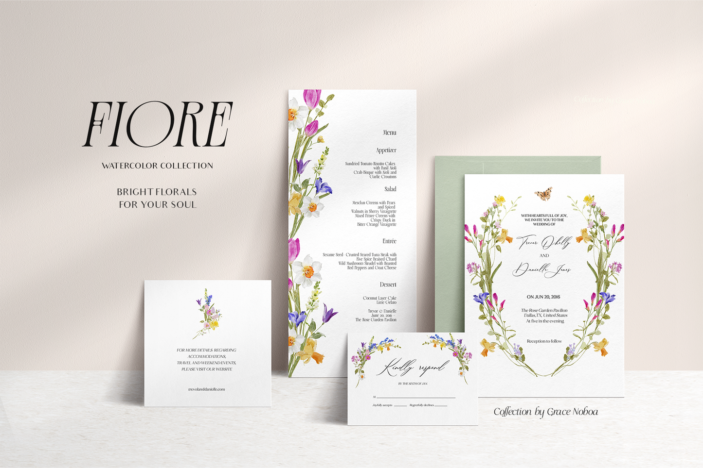 Fiore colorful Bright spring and summer watercolor flowers clipart