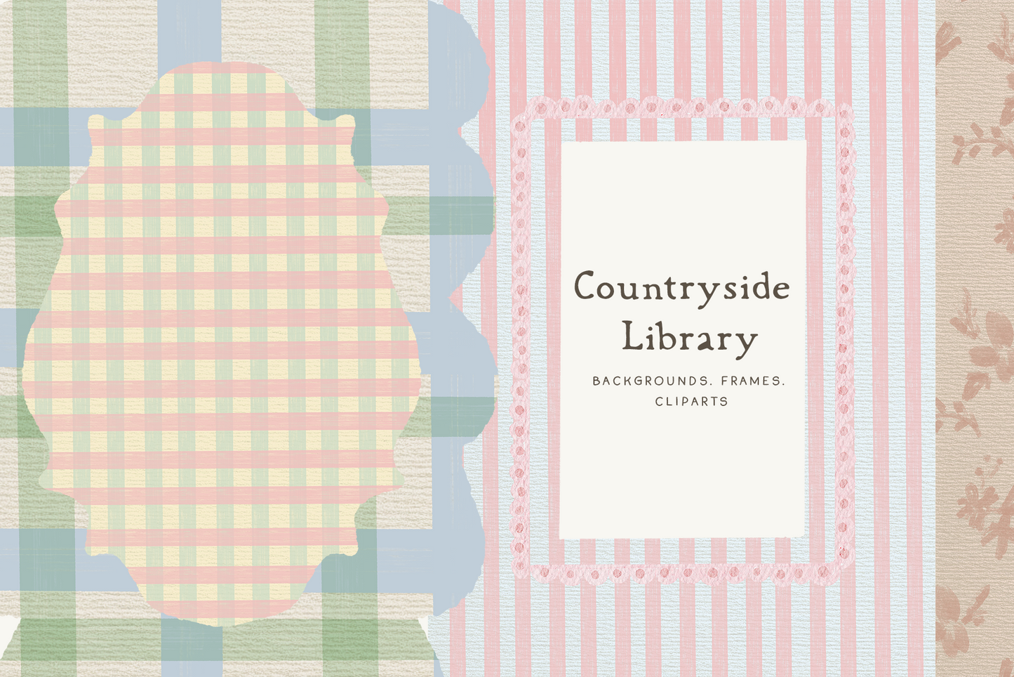 Countryside Checkered plaid Pastel Spring Backgrounds Wallpapers