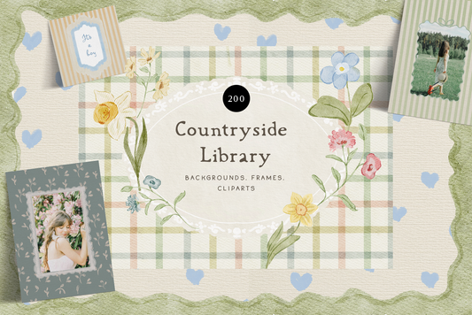 Countryside Checkered plaid Pastel Spring Backgrounds Wallpapers