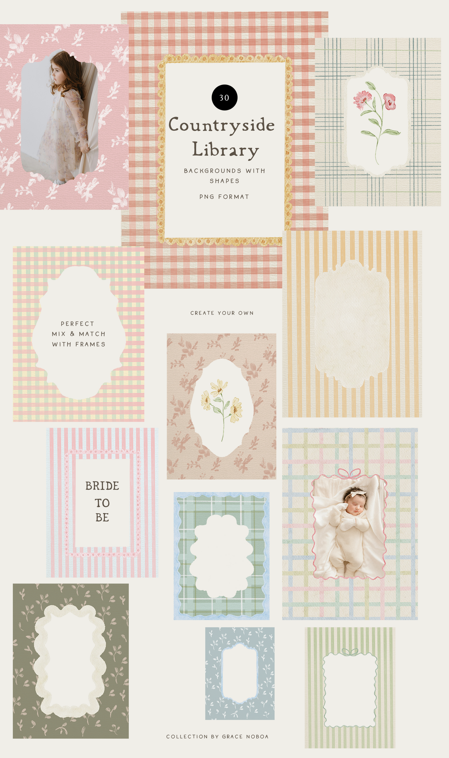 Countryside Checkered plaid Pastel Spring Backgrounds Wallpapers