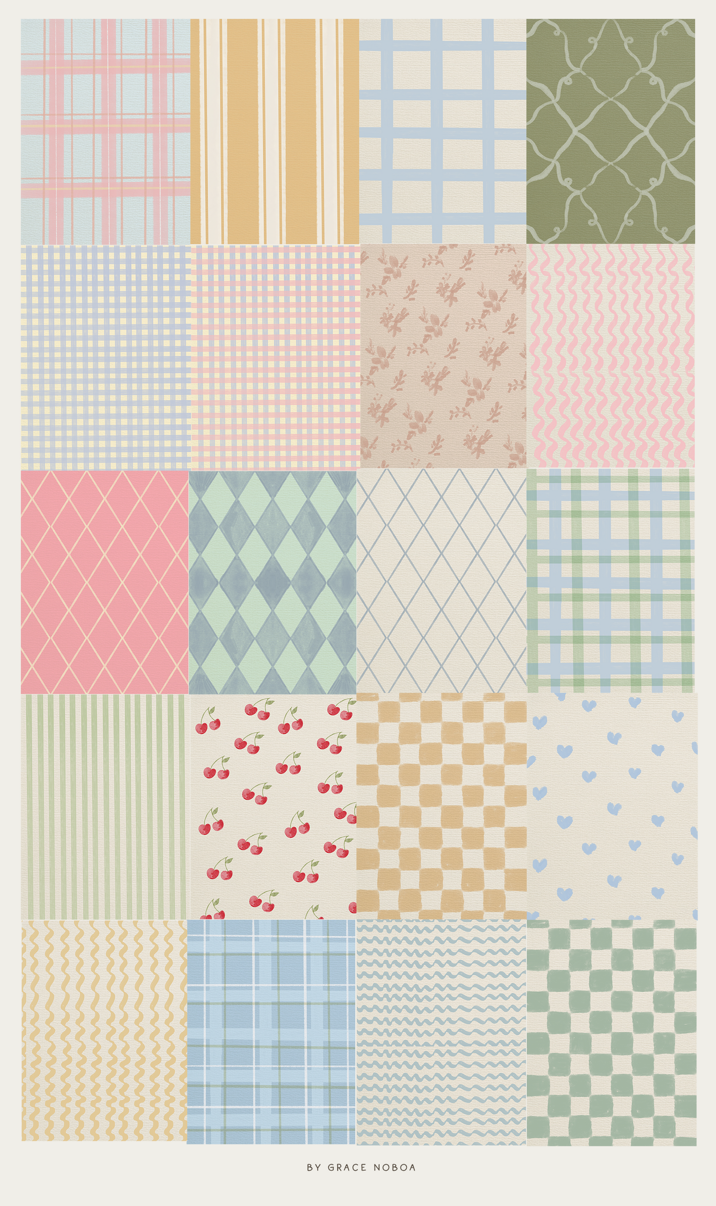 Countryside Checkered plaid Pastel Spring Backgrounds Wallpapers