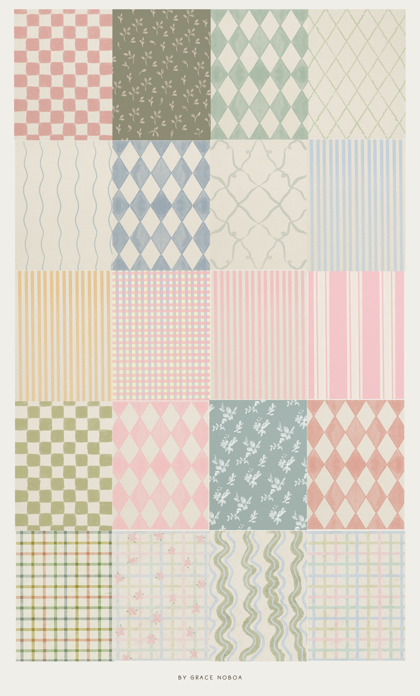 Countryside Checkered plaid Pastel Spring Backgrounds Wallpapers