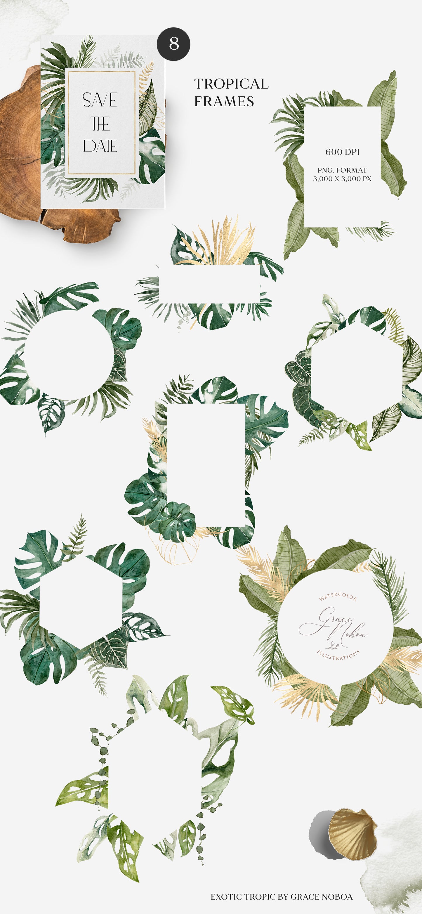 Exotic Greenery tropical foliage set