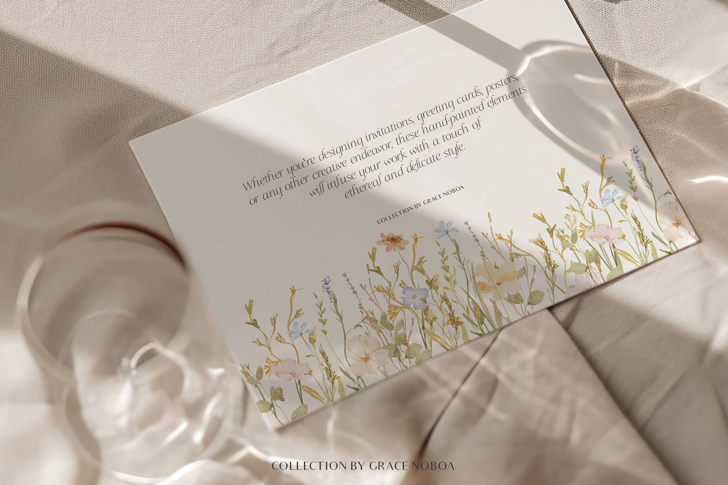 Watercolor dreamy Wildflowers Set