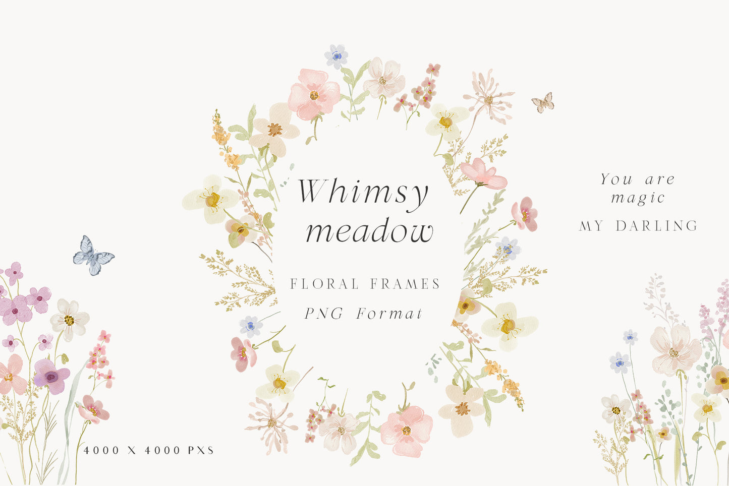 Watercolor spring floral wildflower clipart