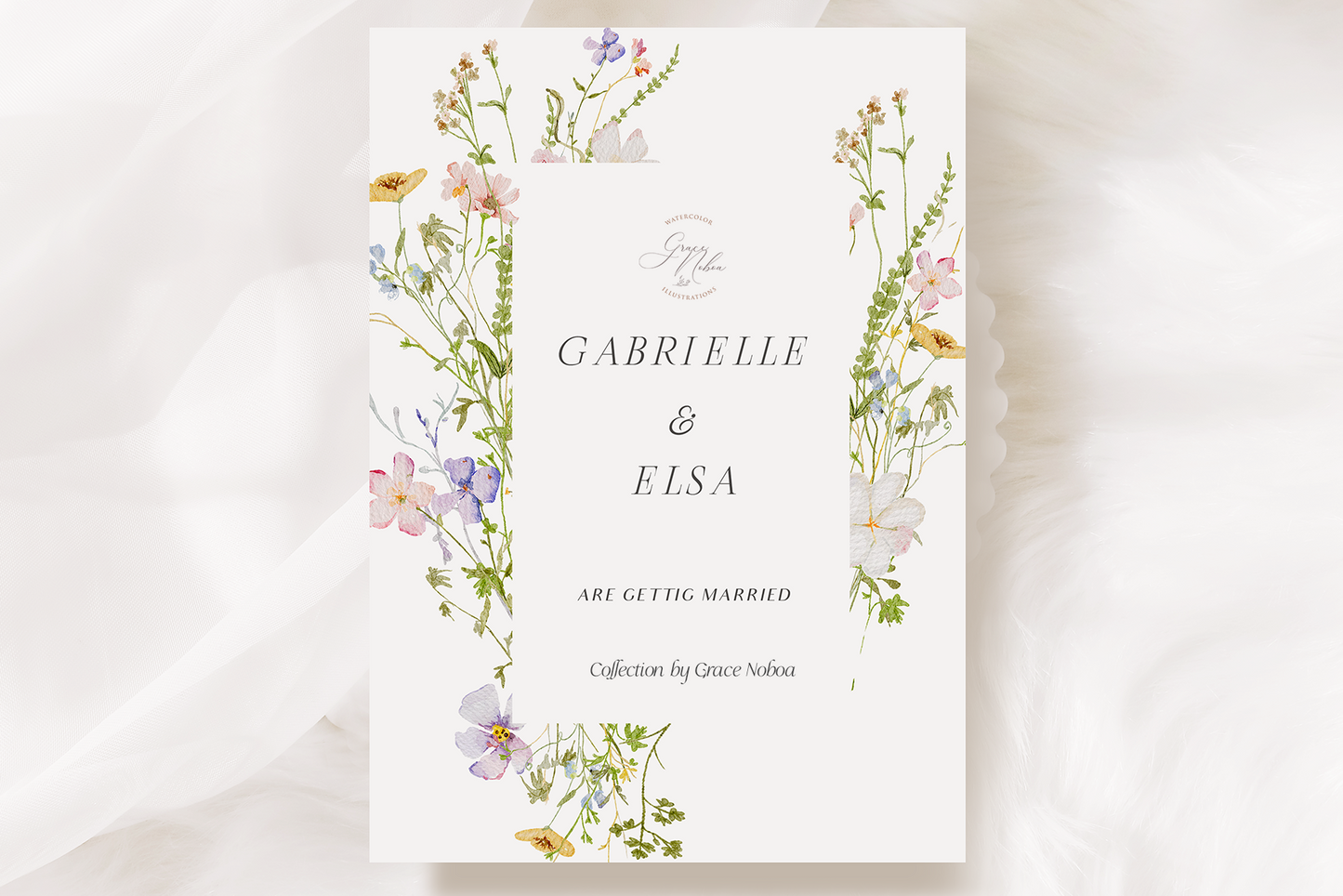 Watercolor Delicate Wildflowers spring cottagecore set