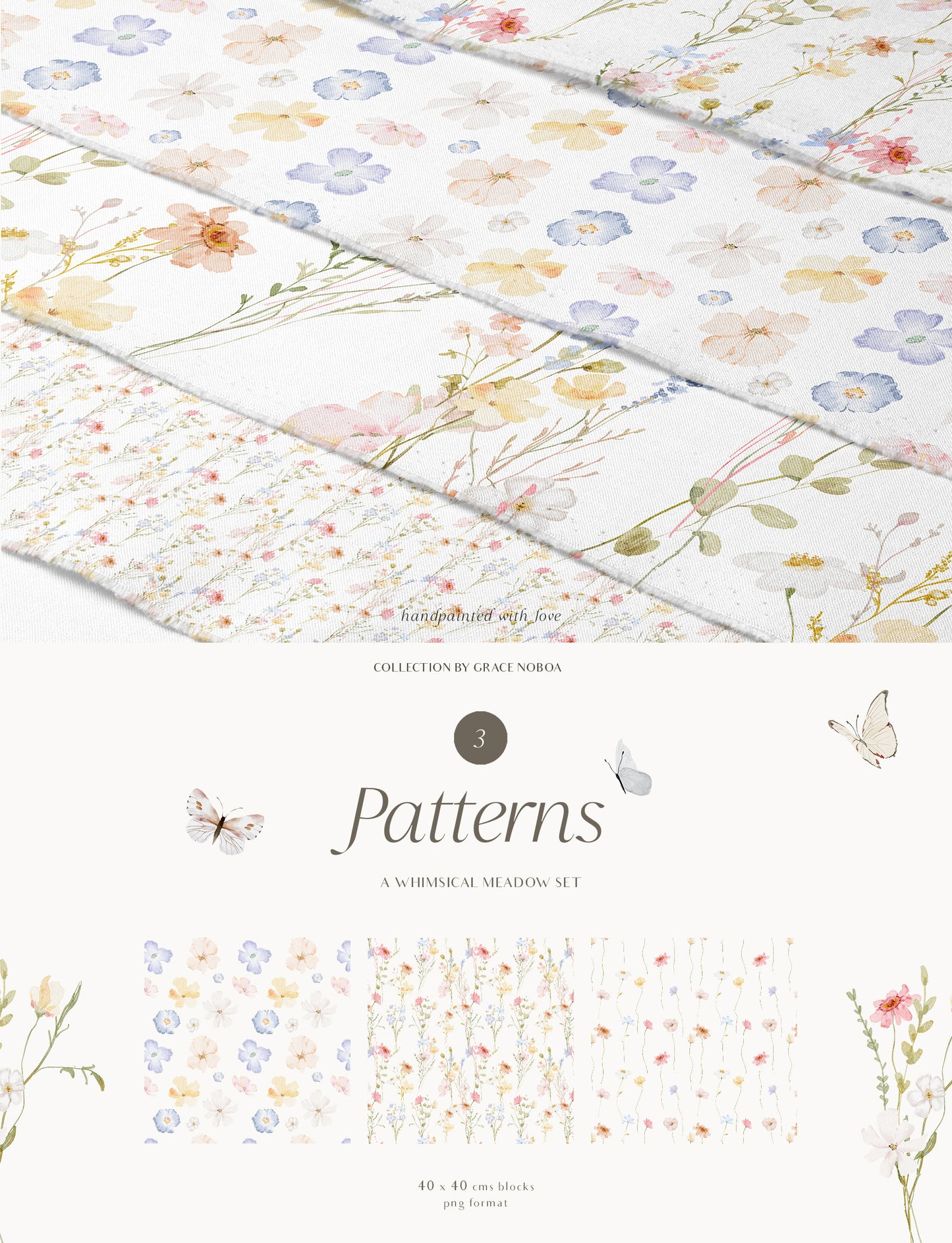 Watercolor dreamy Wildflowers Set