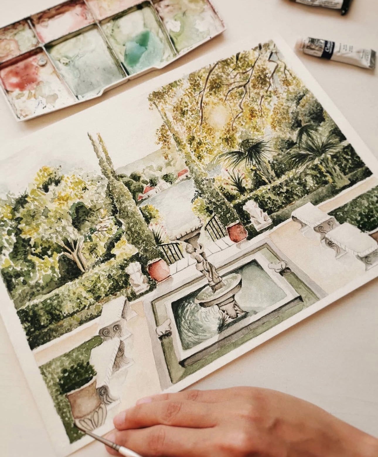 Custom watercolor wedding venue