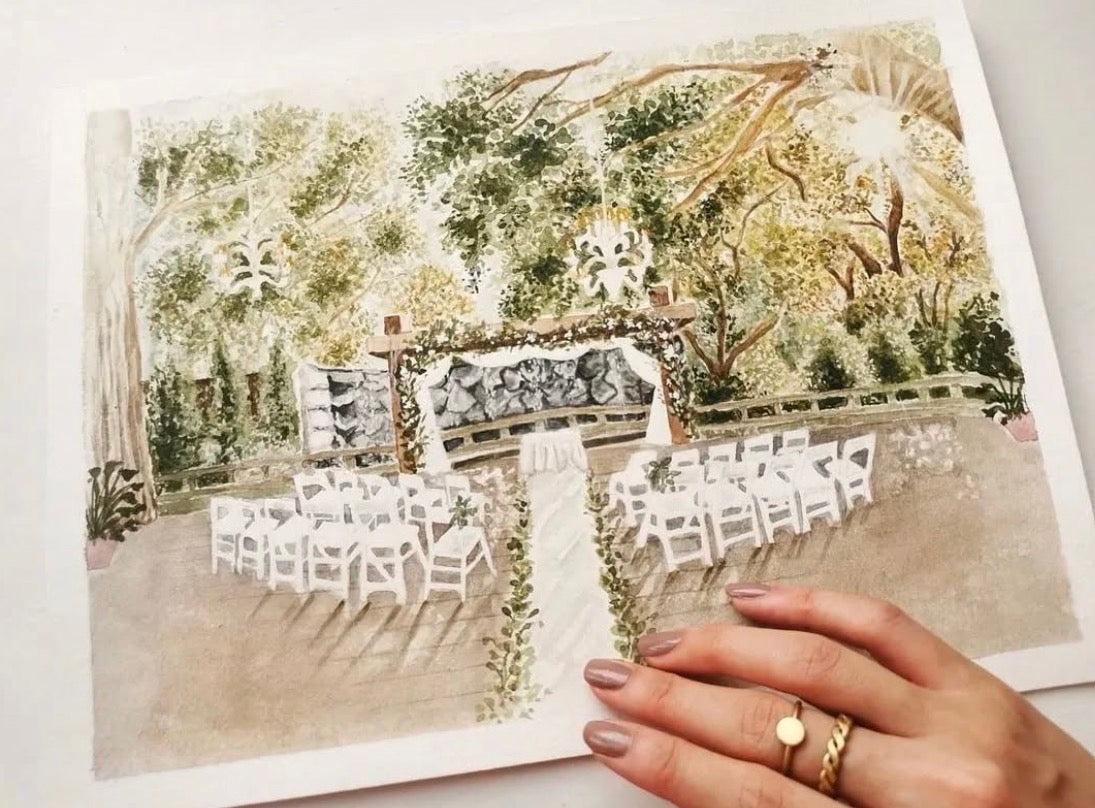Custom watercolor wedding venue