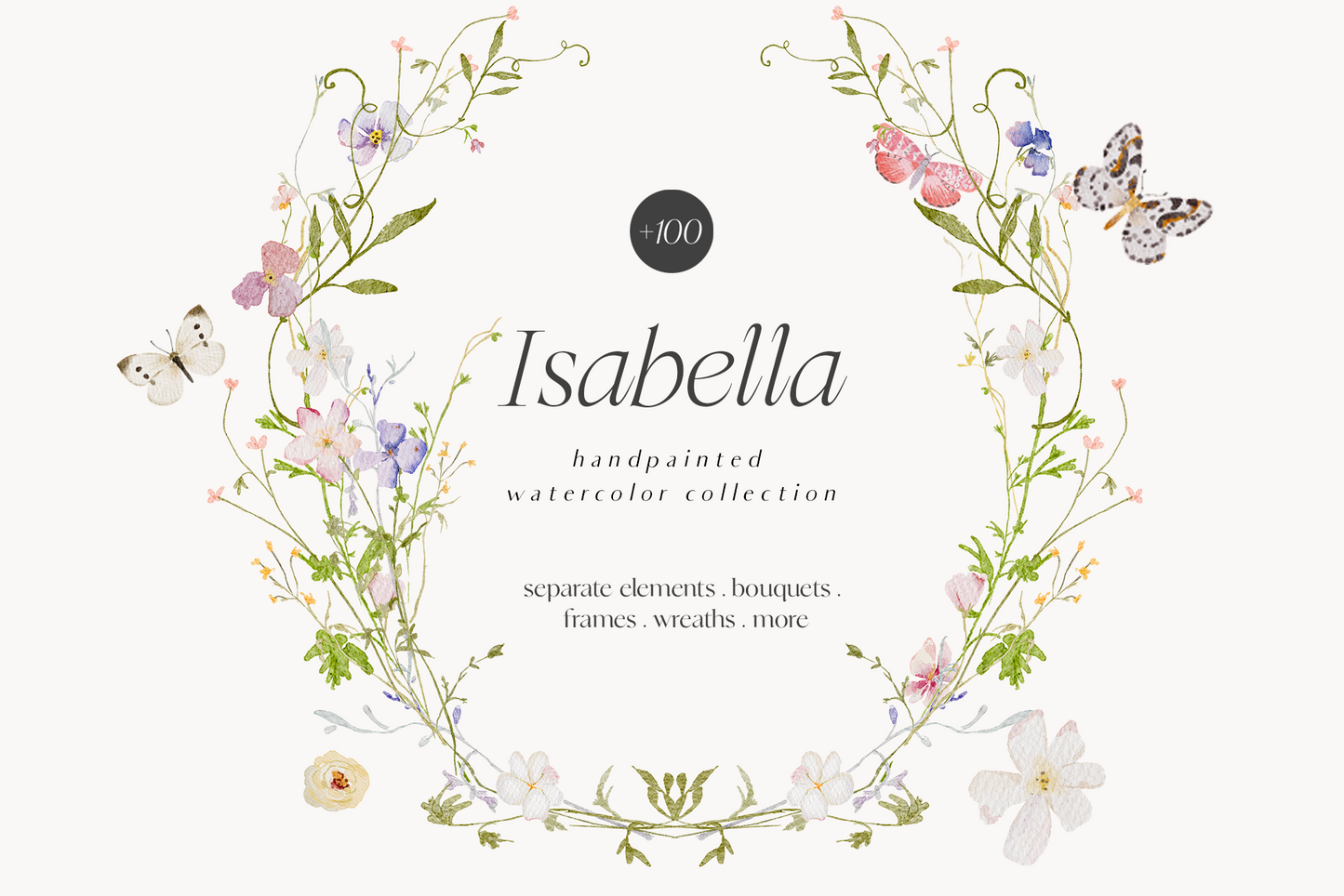 Watercolor Delicate Wildflowers spring cottagecore set