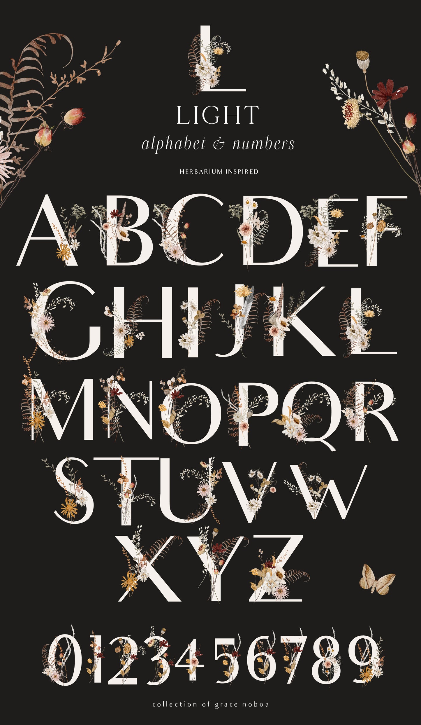 Wildflowers dried flowers watercolor floral clipart