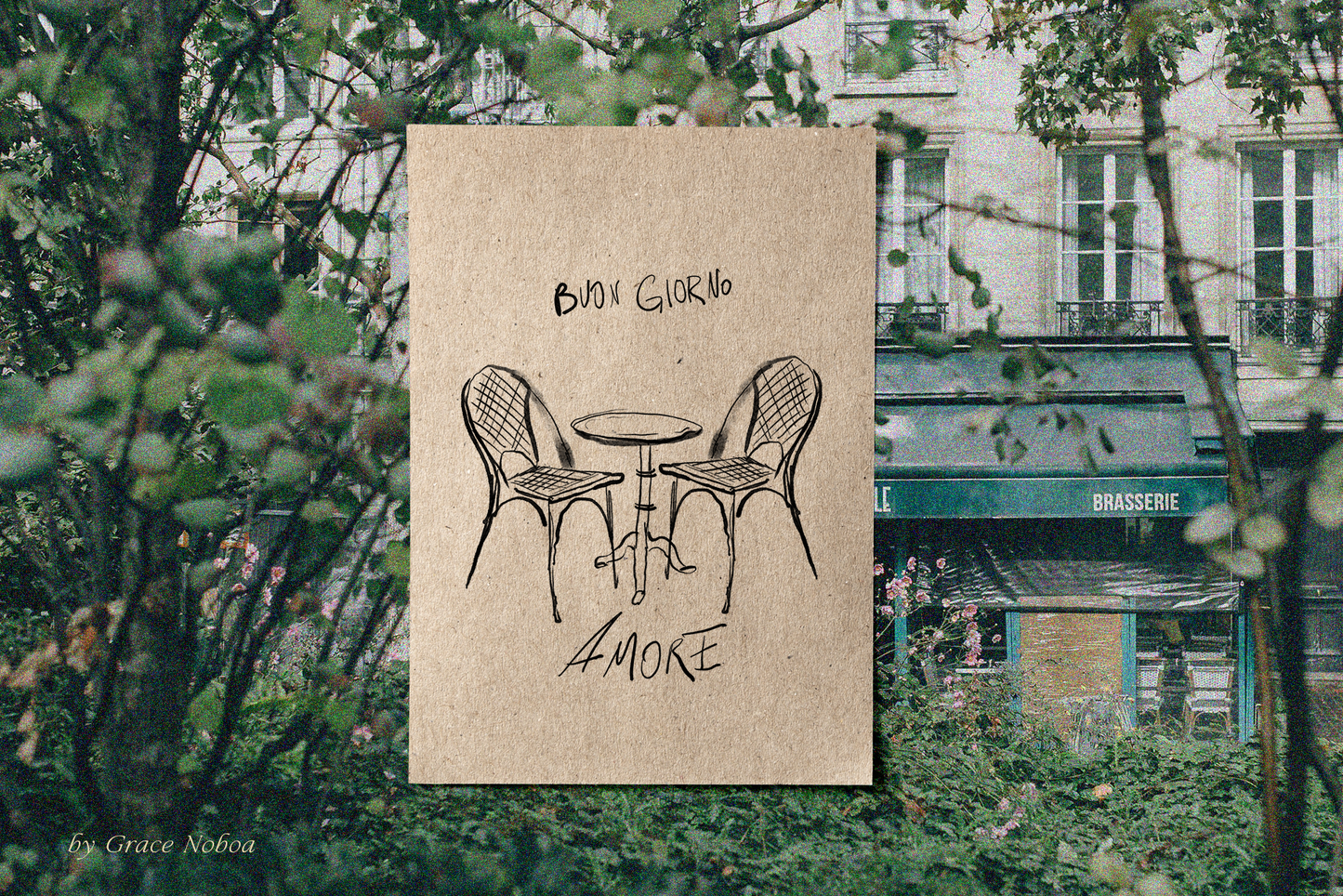 Line art ink dolce vita chalk illustrations clipart