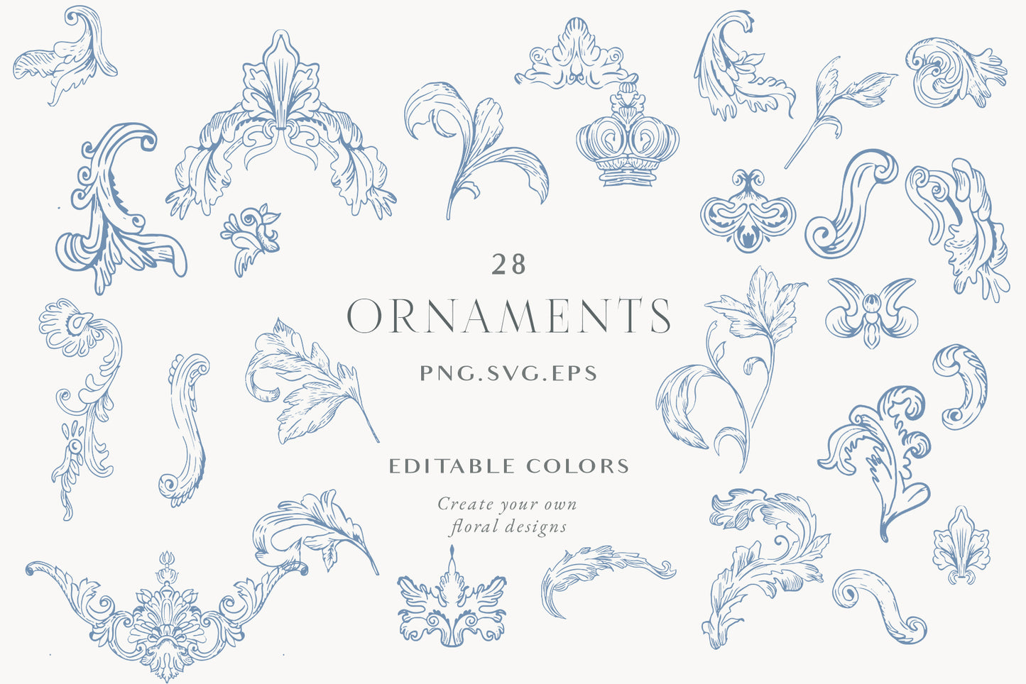 Blue Victorian Vintage Fine Line Art vector clipart