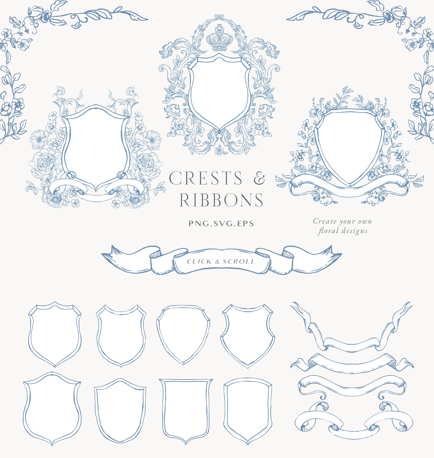 Blue Victorian Vintage Fine Line Art vector clipart