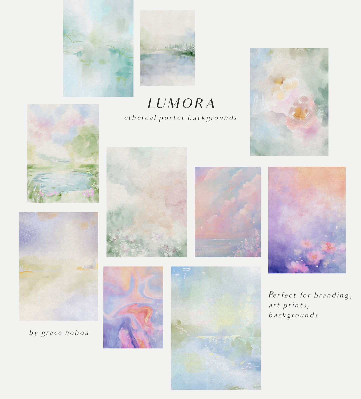 Abstract waterccolor monet inspired background textured posters