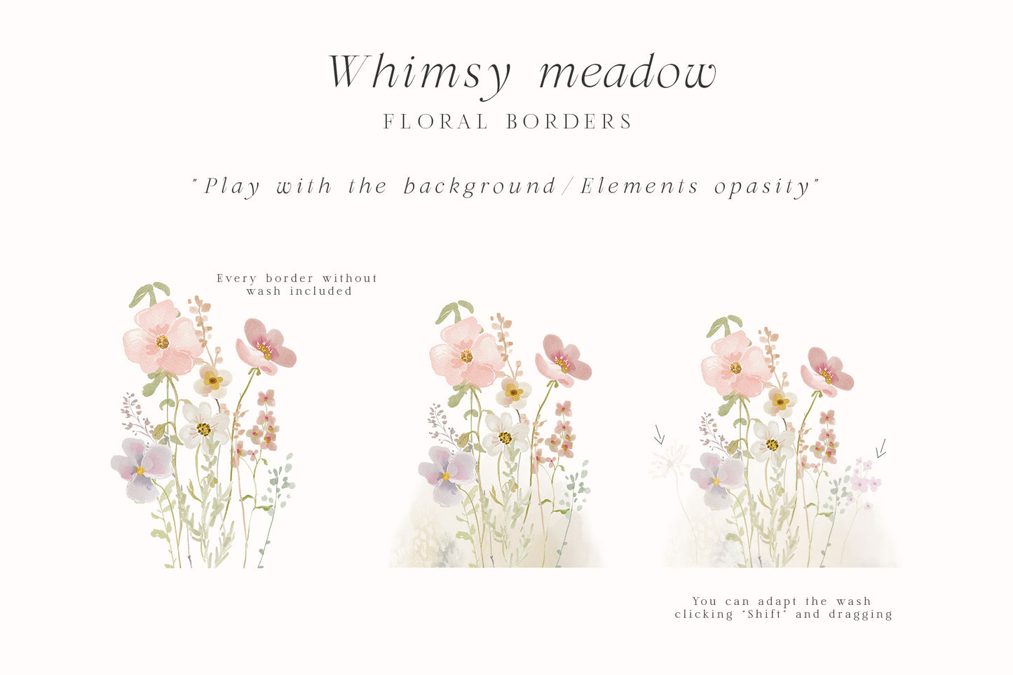 Watercolor spring floral wildflower clipart