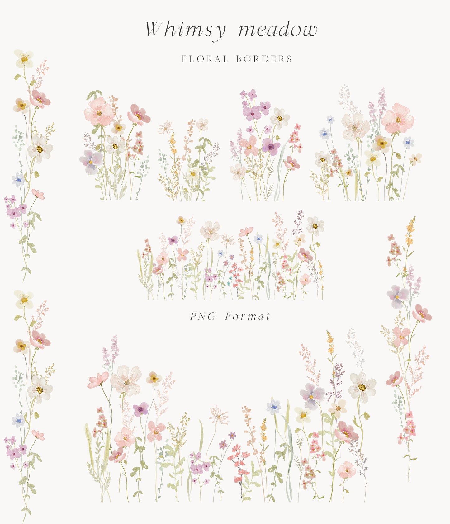 Watercolor spring floral wildflower clipart