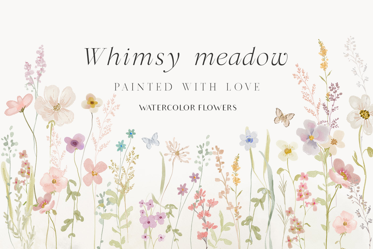 Watercolor spring floral wildflower clipart
