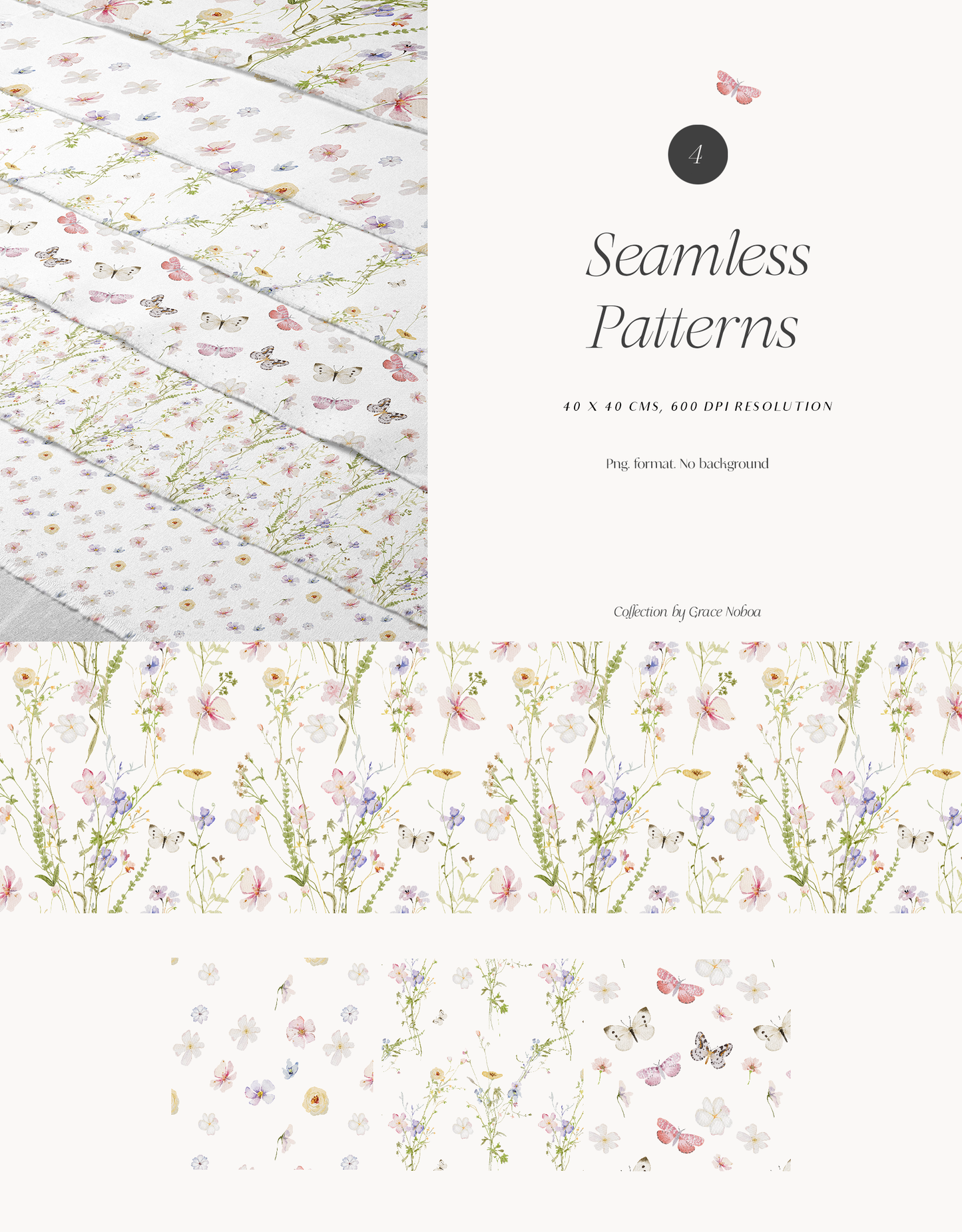 Watercolor Delicate Wildflowers spring cottagecore set