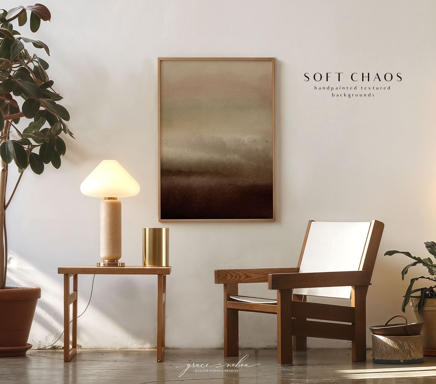 Organic Grainy Blurred textured backgrounds and moody posters for home decor