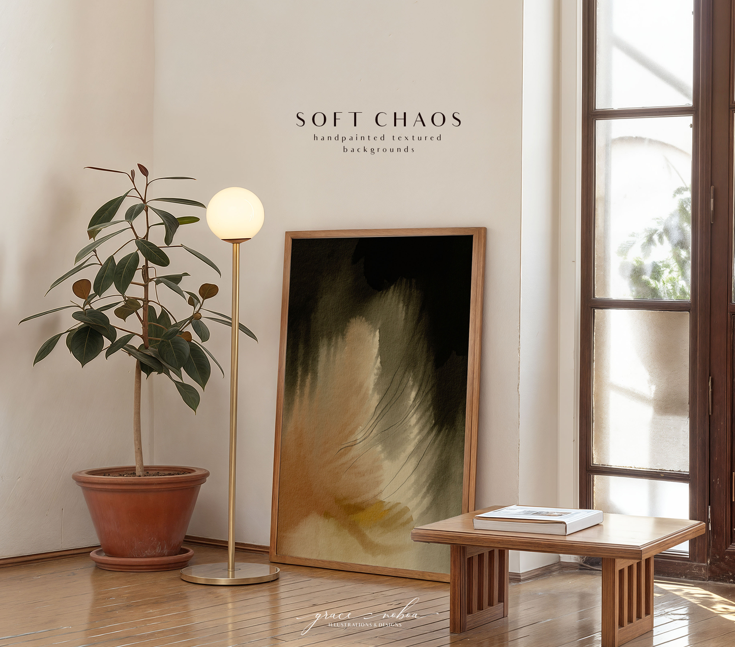 Organic Grainy Blurred textured backgrounds and moody posters for home decor