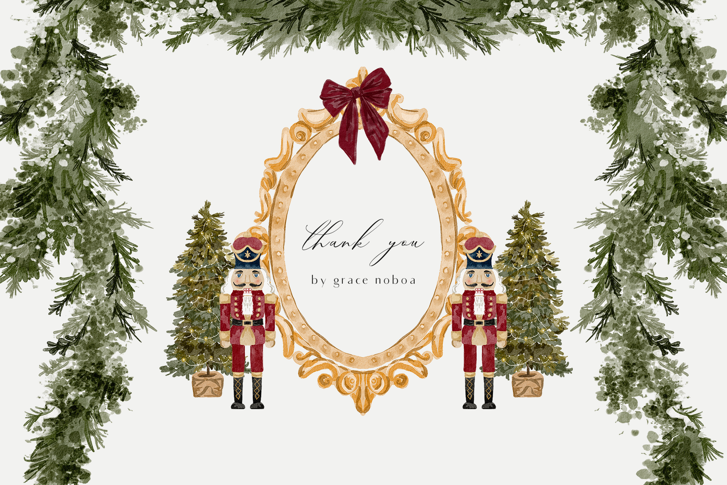 Watercolor classic christmas santa claus nutcracker