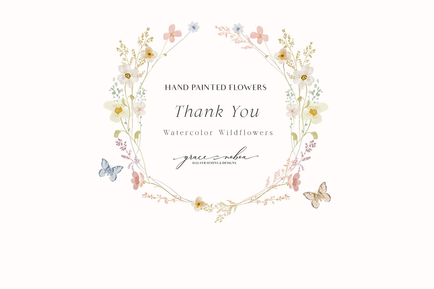 Watercolor spring floral wildflower clipart