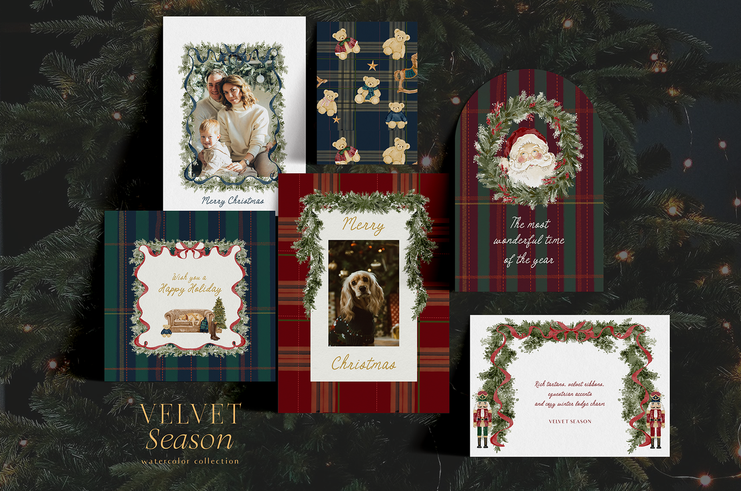 Watercolor classic christmas santa claus nutcracker