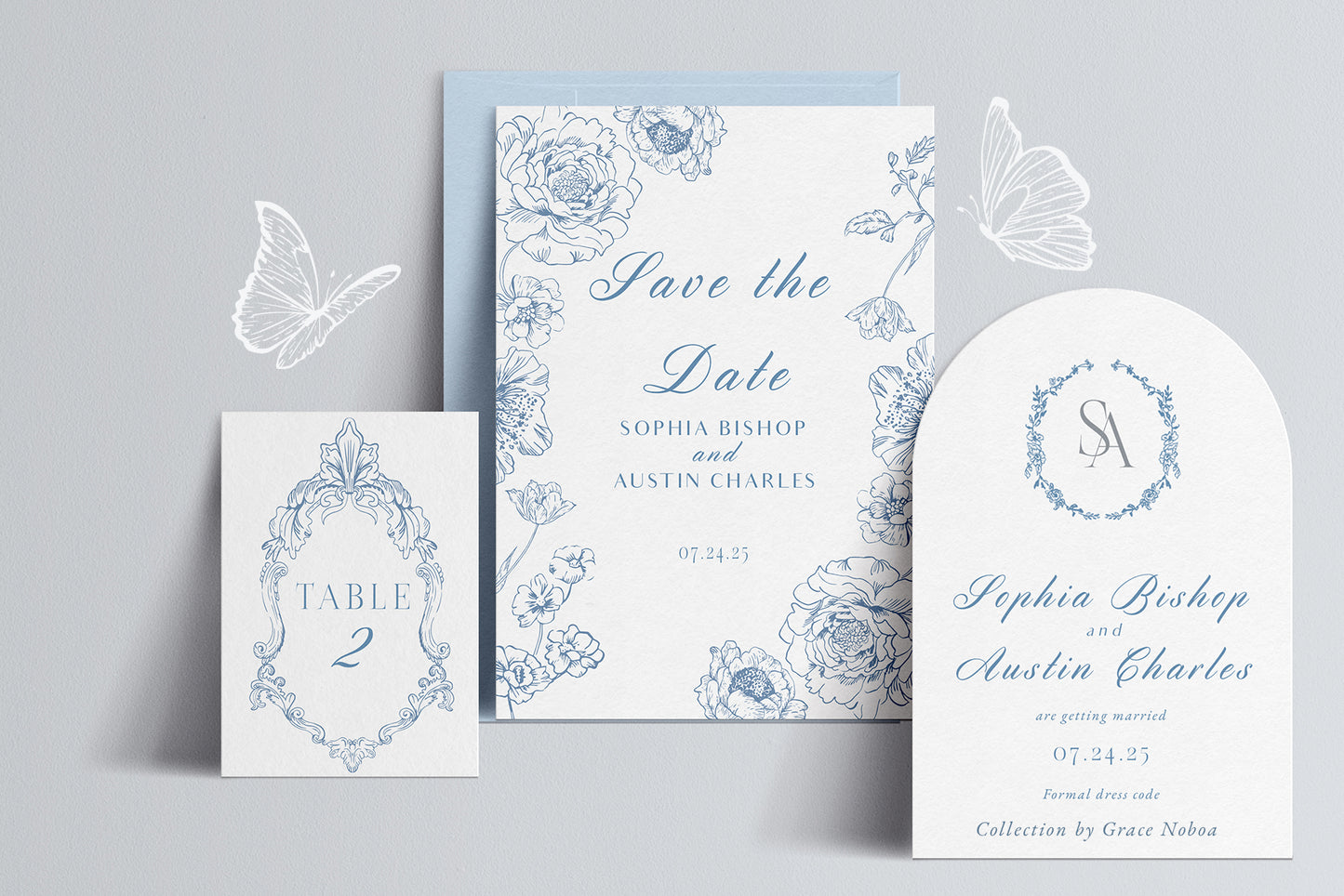 Blue Victorian Vintage Fine Line Art vector clipart