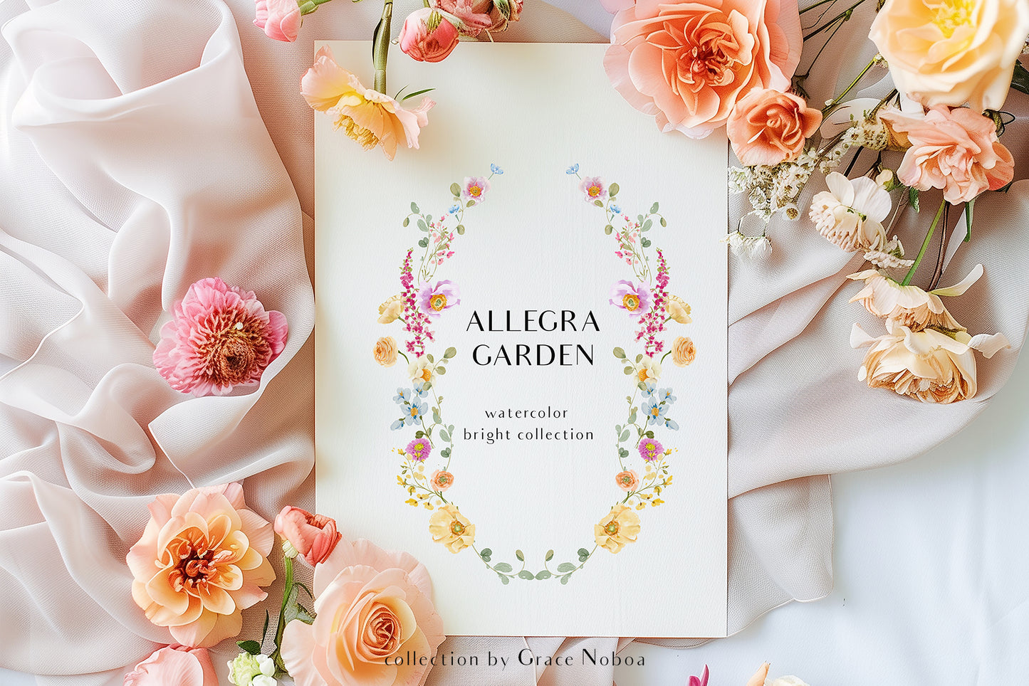 Spring Summer Watercolor Flowers set